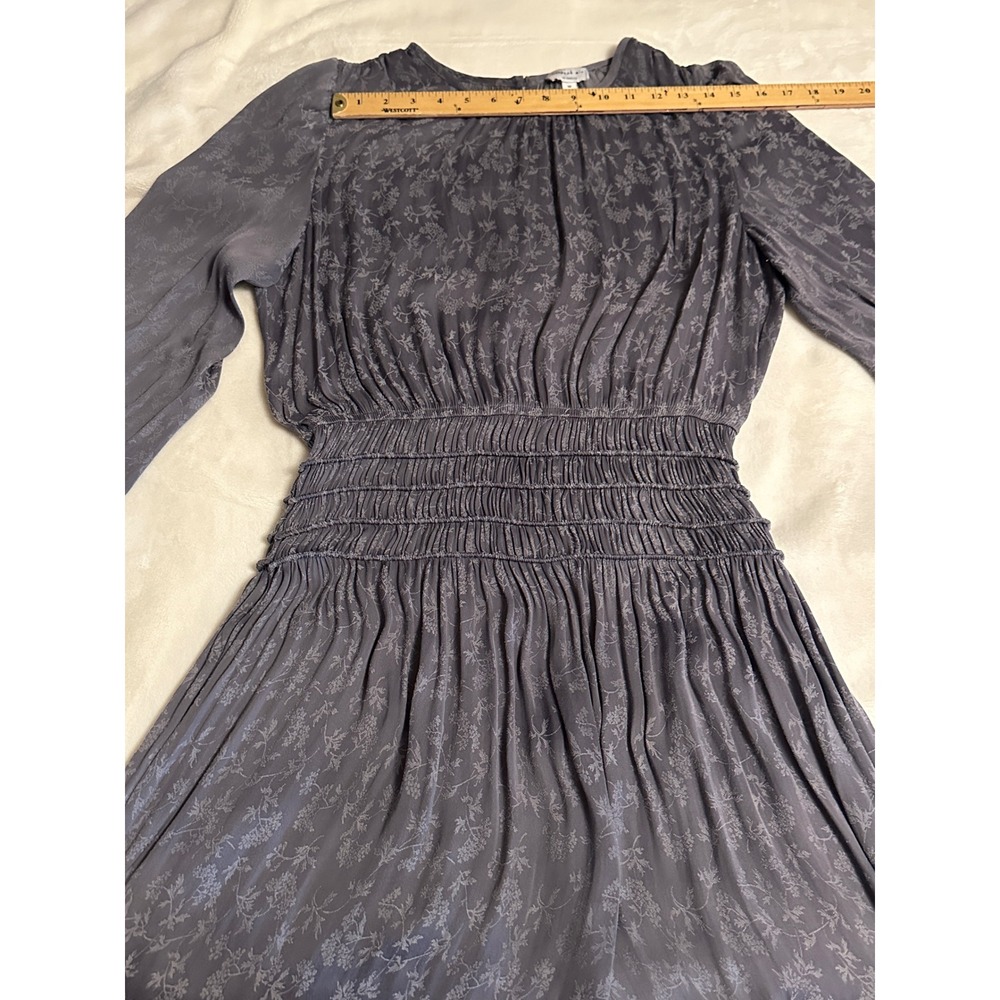 Current Air Los Angeles Smocked Waist Floral Jacquard Dress Grey Womens M - Picture 12 of 16